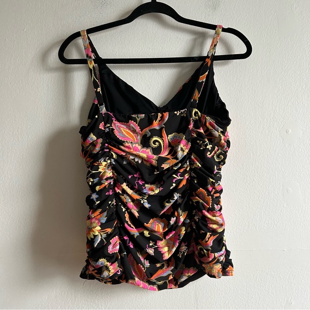 Miraclesuit Sz S Paisley Ruched Tankini Tropical Vacation Swimsuit Top - Picture 6 of 9